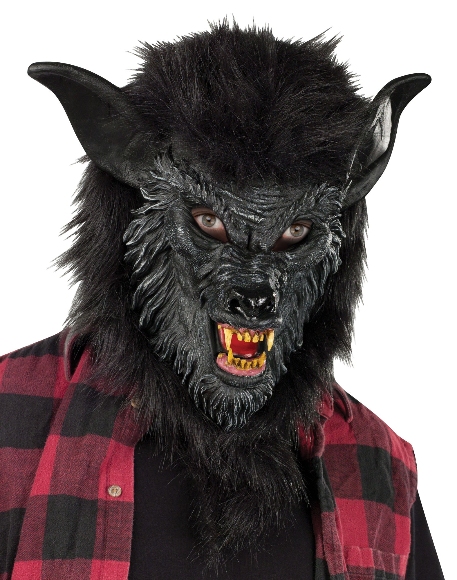 Black Werewolf Latex Mask Evil Fangs Halloween Costume Accessory Wolf